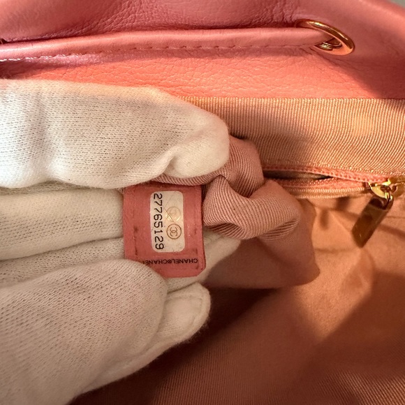 Chanel Pink Quilted Backpack with Gold Accents
